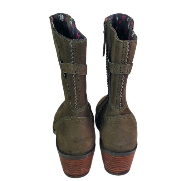 TEVA FOXY MID CALF WOMEN BOOTS LEATHER OLIVE GREEN US SZ 10 ZIPPER - Picture 5 of 12